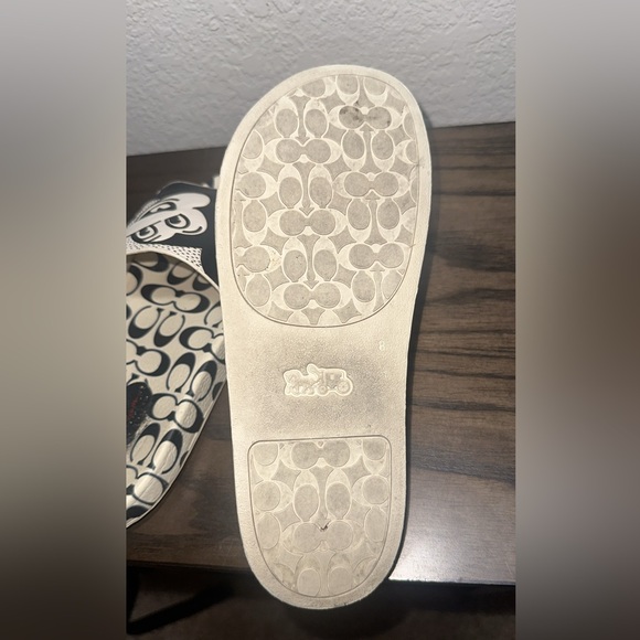 Coach x Disney Mickey Mouse Slide Sandals Women’s Size 8 Black White Monogram - Picture 4 of 4